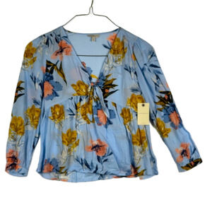 Lucky Brand Blue Floral Flowy Blouse Size XSmall